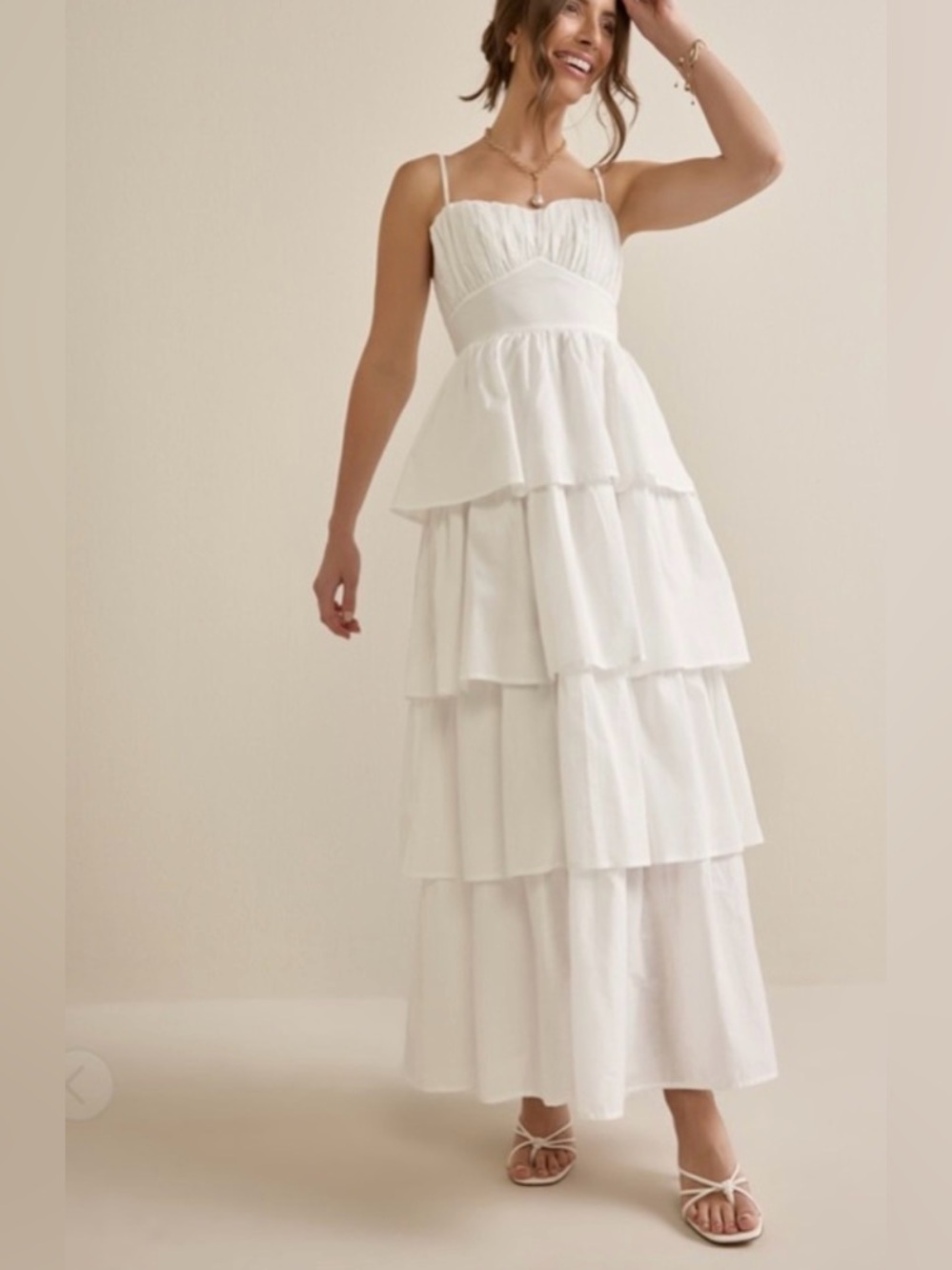 Francesca's Collection White Tier Maxi Dress Size M
